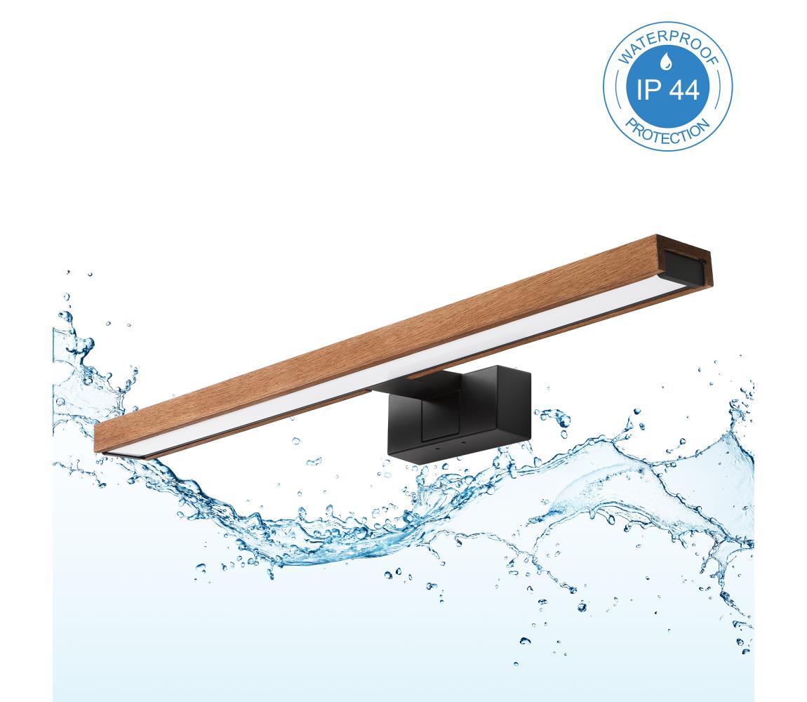 Brilagi-LED Kúpeľňové osvetlenie zrkadla 3v1 WOODY MIRROR LED/12W/230V 60 cm IP44 čierna/dub 8590828039273