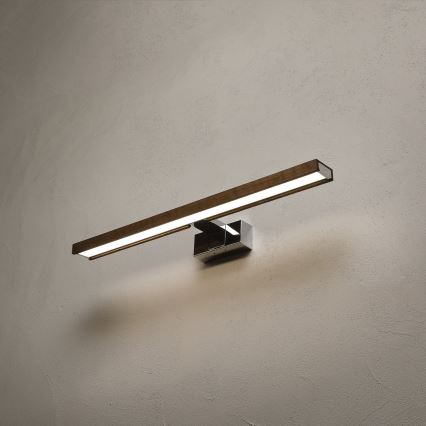 Brilagi - LED osvetlenie zrkadla do kúpeľne 3 v 1 WOODY MIRROR LED/12W/230V 60 cm IP44 lesklý chróm/dubový orech