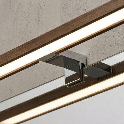 Brilagi - LED osvetlenie zrkadla do kúpeľne 3 v 1 WOODY MIRROR LED/12W/230V 60 cm IP44 lesklý chróm/dubový orech