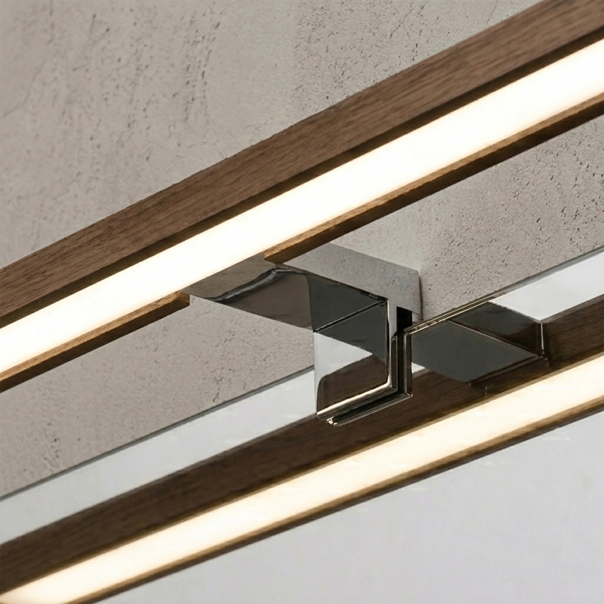 Brilagi - LED osvetlenie zrkadla do kúpeľne 3 v 1 WOODY MIRROR LED/12W/230V 60 cm IP44 lesklý chróm/dubový orech
