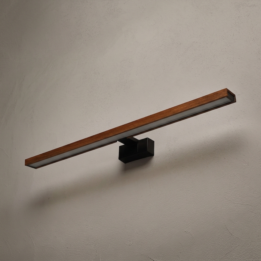 Brilagi - LED kúpeľňové zrkadlové osvetlenie 3v1 WOODY MIRROR LED/15W/230V 80 cm IP44 čierna/čerešňový dub