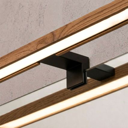 Brilagi - LED kúpeľňové zrkadlové osvetlenie 3v1 WOODY MIRROR LED/15W/230V 80 cm IP44 čierna/čerešňový dub