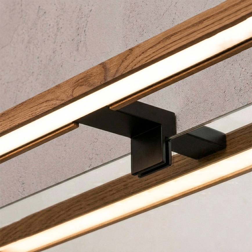 Brilagi - LED kúpeľňové zrkadlové osvetlenie 3v1 WOODY MIRROR LED/15W/230V 80 cm IP44 čierna/čerešňový dub