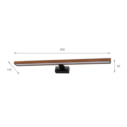 Brilagi - LED kúpeľňové zrkadlové osvetlenie 3v1 WOODY MIRROR LED/15W/230V 80 cm IP44 čierna/čerešňový dub
