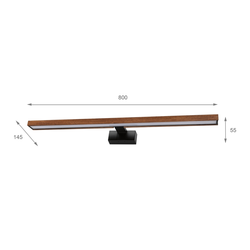Brilagi - LED kúpeľňové zrkadlové osvetlenie 3v1 WOODY MIRROR LED/15W/230V 80 cm IP44 čierna/čerešňový dub