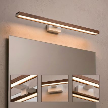Brilagi - LED kúpeľňové osvetlenie zrkadla 3v1 WOODY MIRROR LED/15W/230V 80 cm IP44 biela/dub čerešňa