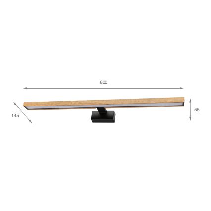 BRILAGI - LED kúpeľňové osvetlenie zrkadla 3v1 WOODY MIRROR LED/15W/230V 80 cm IP44 čierna/dub