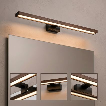 Brilagi - LED kúpeľňové osvetlenie zrkadla 3v1 WOODY MIRROR LED/15W/230V 80 cm IP44 čierna/dub orech