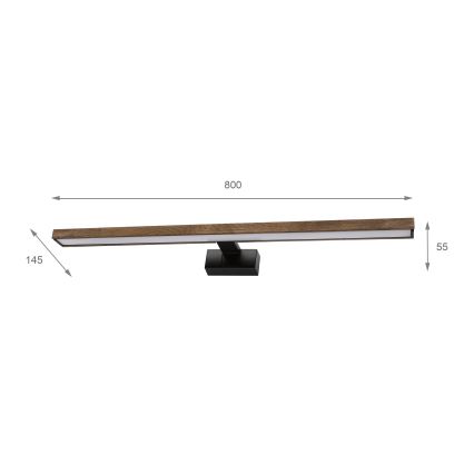 Brilagi - LED kúpeľňové osvetlenie zrkadla 3v1 WOODY MIRROR LED/15W/230V 80 cm IP44 čierna/dub orech
