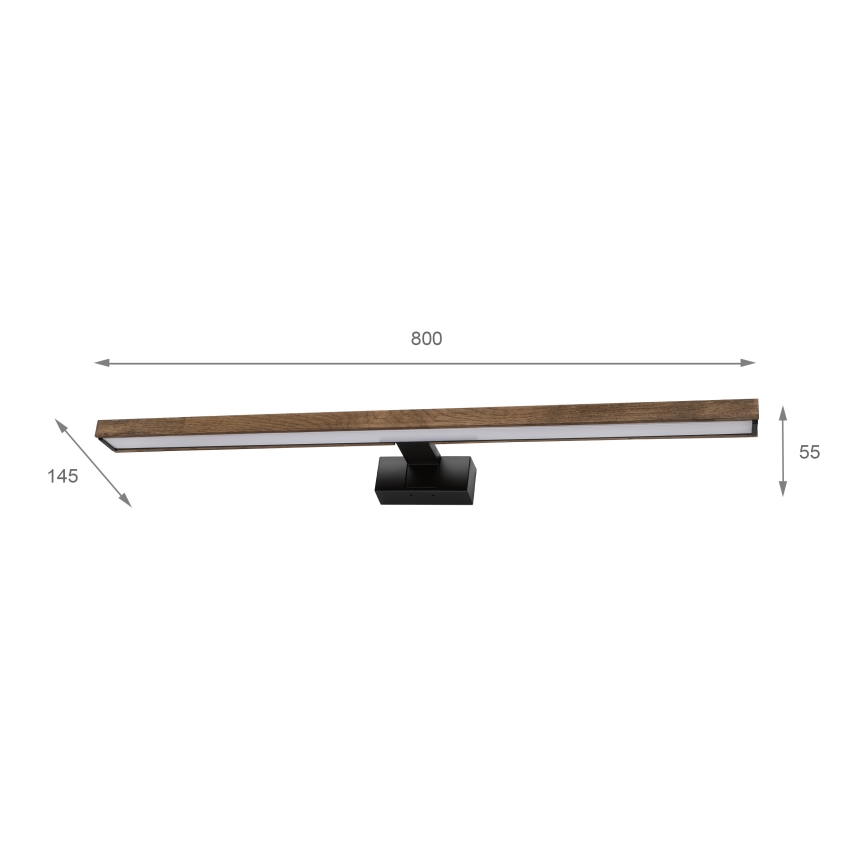 Brilagi - LED kúpeľňové osvetlenie zrkadla 3v1 WOODY MIRROR LED/15W/230V 80 cm IP44 čierna/dub orech
