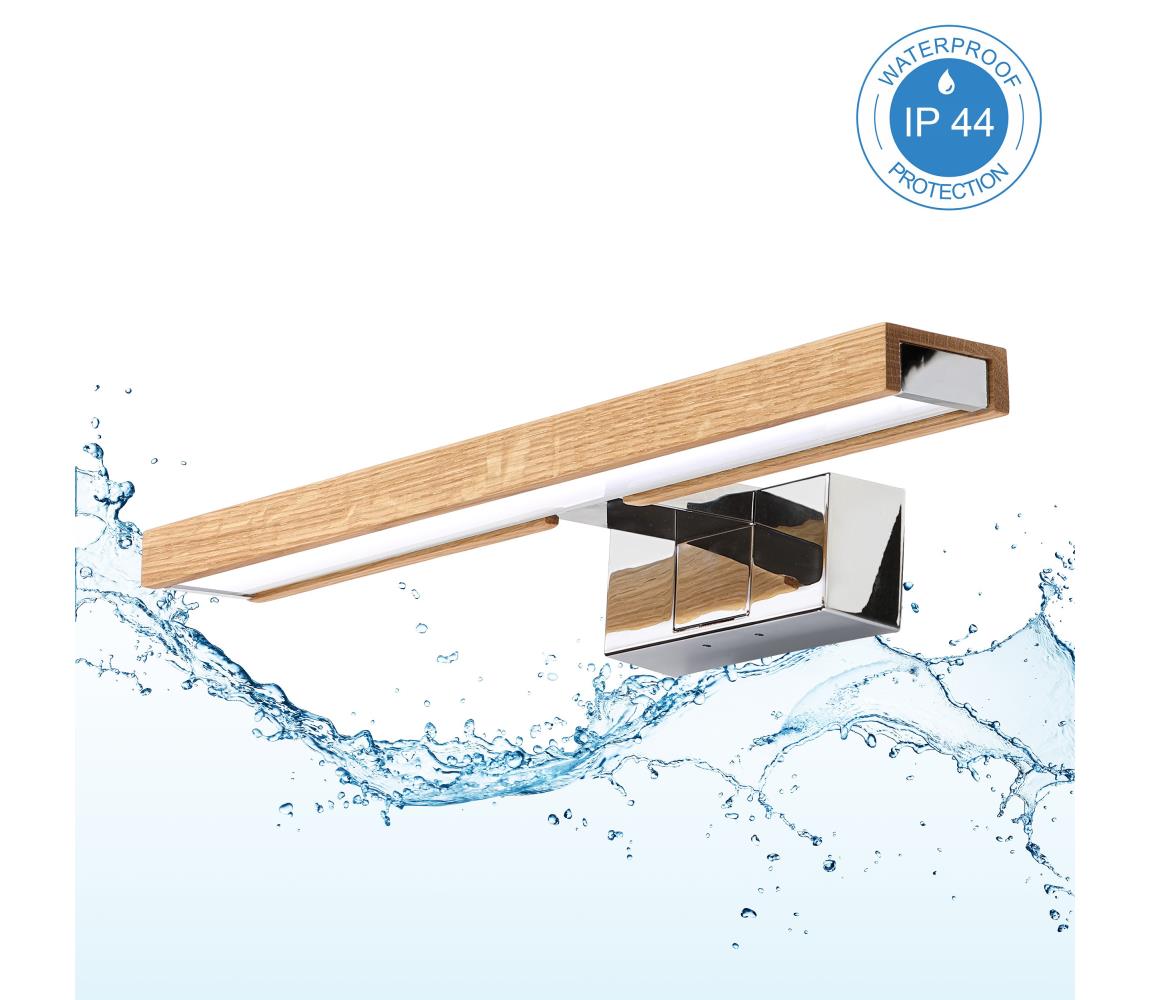 Brilagi-LED Kúpeľňové osvetlenie zrkadla 3v1 WOODY MIRROR LED/8W/230V 40 cm IP44 chróm/dub 8590828039235