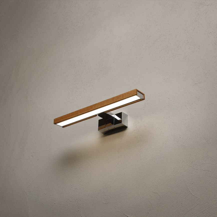 Brilagi - LED osvetlenie zrkadla do kúpeľne 3v1 WOODY MIRROR LED/8W/230V 40 cm IP44 lesklý chróm/dub