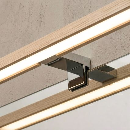 Brilagi - LED osvetlenie zrkadla do kúpeľne 3v1 WOODY MIRROR LED/8W/230V 40 cm IP44 lesklý chróm/dub