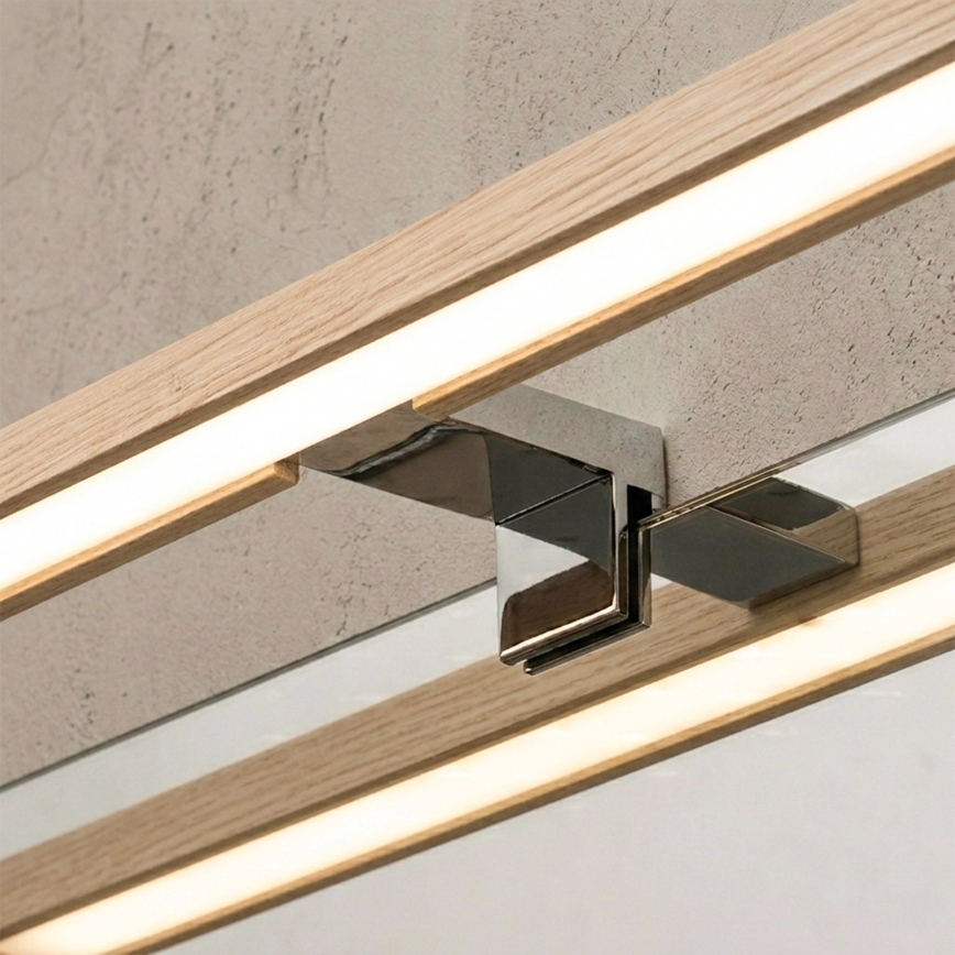 Brilagi - LED osvetlenie zrkadla do kúpeľne 3v1 WOODY MIRROR LED/8W/230V 40 cm IP44 lesklý chróm/dub