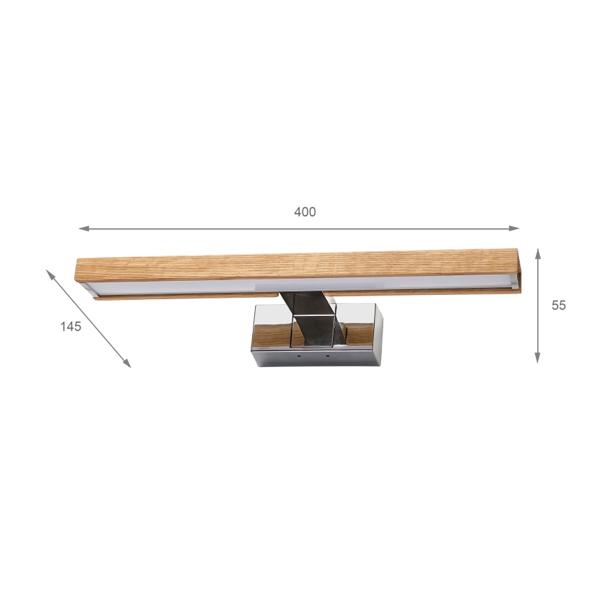 Brilagi - LED osvetlenie zrkadla do kúpeľne 3v1 WOODY MIRROR LED/8W/230V 40 cm IP44 lesklý chróm/dub