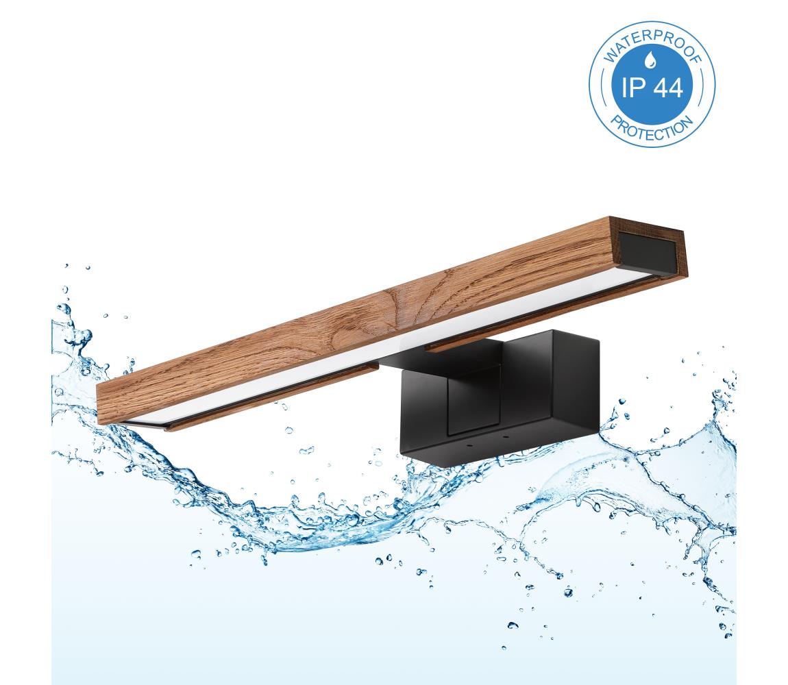Brilagi-LED Kúpeľňové osvetlenie zrkadla 3v1 WOODY MIRROR LED/8W/230V 40 cm IP44 čierna/dub 8590828039242
