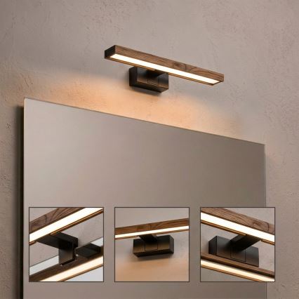 Brilagi - LED osvetlenie kúpeľňového zrkadla 3 v 1 WOODY MIRROR LED/8W/230V 40 cm IP44 čierna/dub
