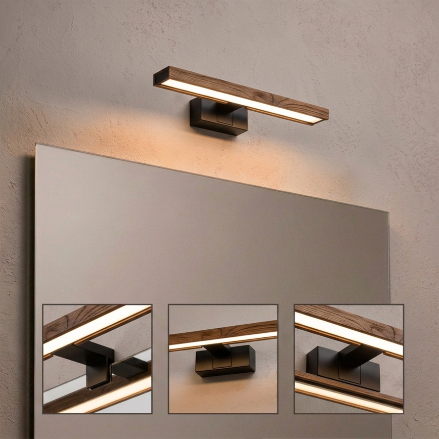 Brilagi - LED osvetlenie kúpeľňového zrkadla 3 v 1 WOODY MIRROR LED/8W/230V 40 cm IP44 čierna/dub