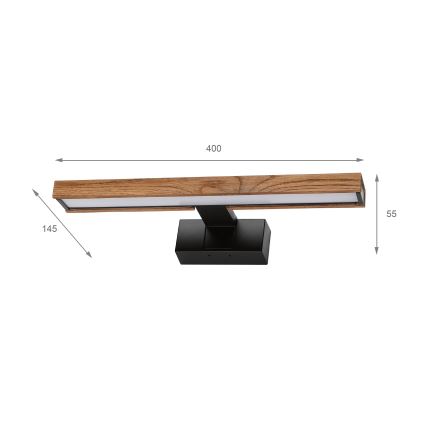 Brilagi - LED osvetlenie kúpeľňového zrkadla 3 v 1 WOODY MIRROR LED/8W/230V 40 cm IP44 čierna/dub