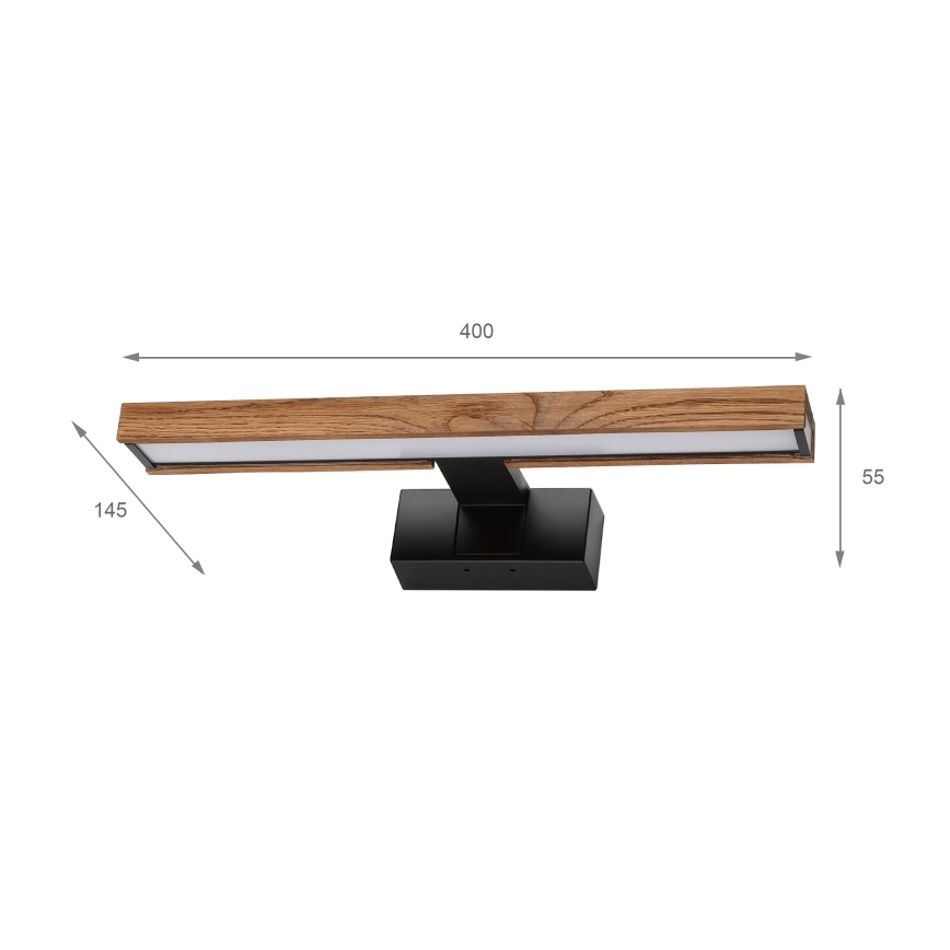 Brilagi - LED osvetlenie kúpeľňového zrkadla 3 v 1 WOODY MIRROR LED/8W/230V 40 cm IP44 čierna/dub