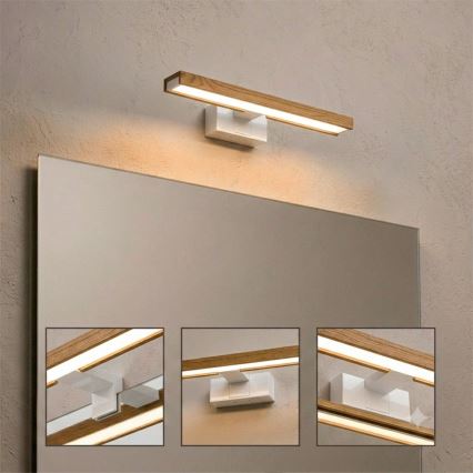 Brilagi - LED kúpeľňové osvetlenie na zrkadlo 3v1 WOODY MIRROR LED/8W/230V 40 cm IP44 biela/dub