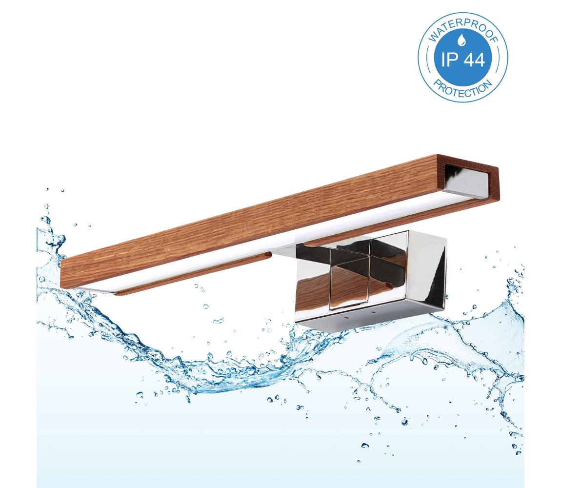 Brilagi-LED Kúpeľňové osvetlenie zrkadla 3v1 WOODY MIRROR LED/8W/230V IP44 chróm/dub/čerešňa 8590828018148
