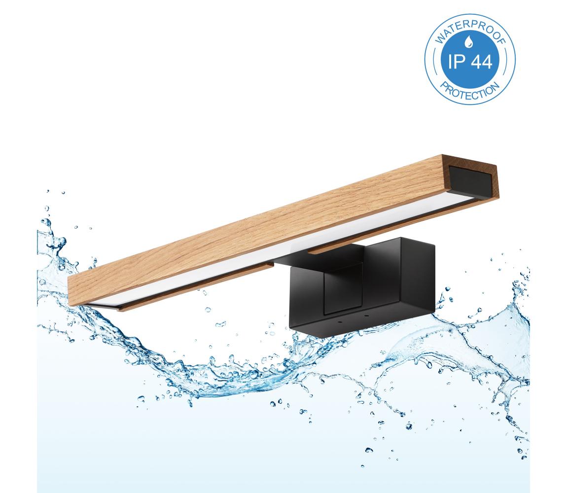 Brilagi - LED kúpeľňové osvetlenie zrkadla 3v1 WOODY MIRROR LED/8W/230V IP44 čierna/dub 8590828018162