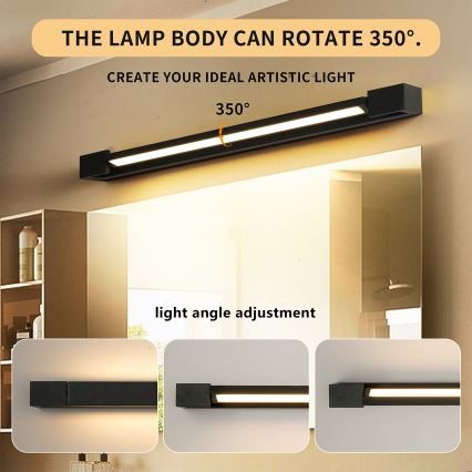 Brilagi - LED kúpeľňové osvetlenie na zrkadlo AQUA LINE LED/18W/230V 60 cm IP44 čierne CRI 90