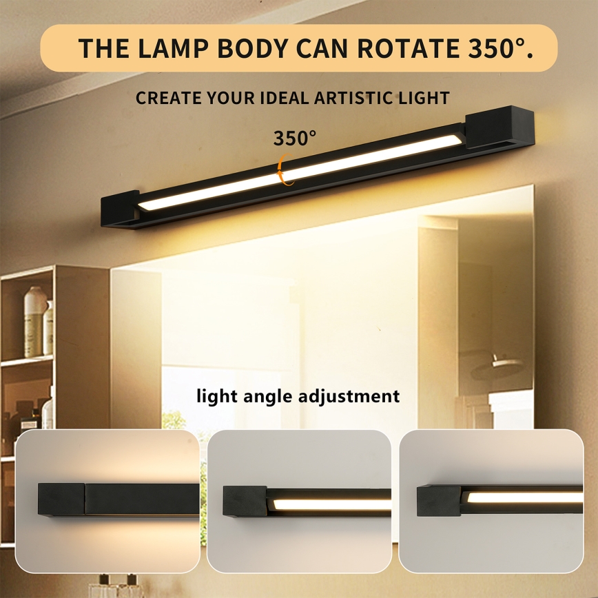 Brilagi - LED kúpeľňové osvetlenie na zrkadlo AQUA LINE LED/18W/230V 60 cm IP44 čierne CRI 90