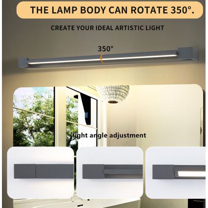 Brilagi - LED kúpeľňové osvetlenie zrkadla AQUA LINE LED/24W/230V 90 cm IP44 antracit CRI 90