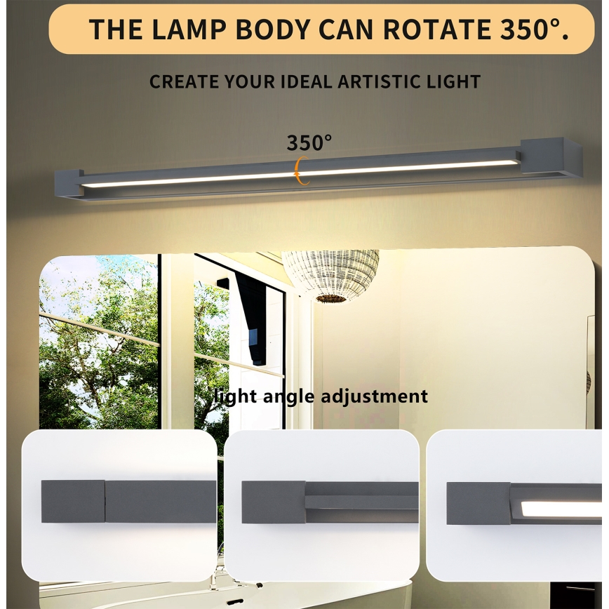 Brilagi - LED kúpeľňové osvetlenie zrkadla AQUA LINE LED/24W/230V 90 cm IP44 antracit CRI 90