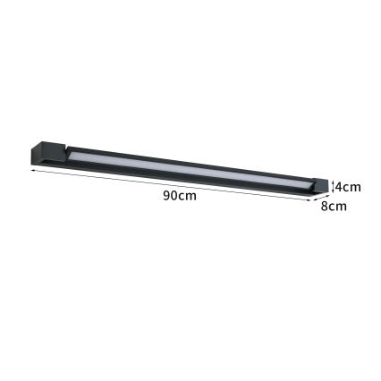 Brilagi - LED kúpeľňové osvetlenie zrkadla AQUA LINE LED/24W/230V 90 cm IP44 čierna