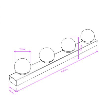 Brilagi - LED osvetlenie zrkadla do kúpeľne HOLLYWOOD 4xLED/3W/230V 53 cm IP44 čierne