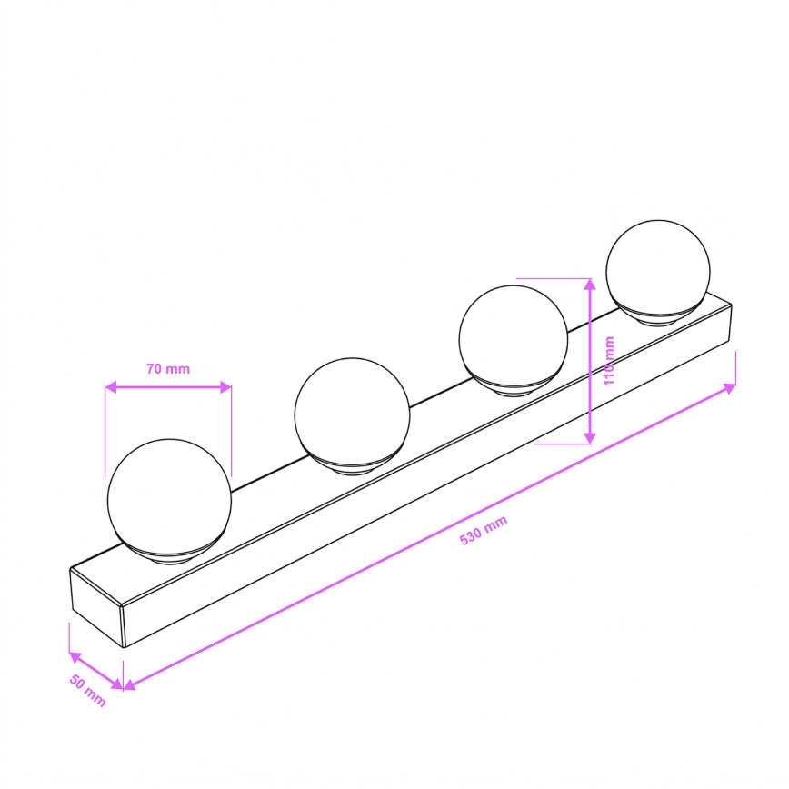 Brilagi - LED osvetlenie zrkadla do kúpeľne HOLLYWOOD 4xLED/3W/230V 53 cm IP44 čierne