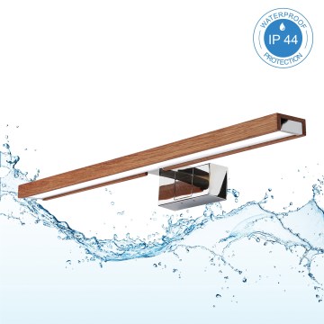Brilagi - LED Kúpeľňové osvetlenie zrkadla WOODY MIRROR 3v1 LED/12W/230V 60 cm IP44 lesklý chróm/dub čerešňa