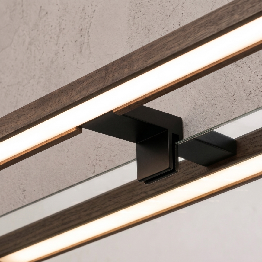 Brilagi - LED osvetlenie kúpeľňového zrkadla WOODY MIRROR 3v1 LED/15W/230V 80 cm IP44 čierna/dub orech