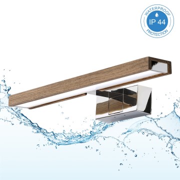 Brilagi - LED kúpeľňové osvetlenie zrkadla WOODY MIRROR 3v1 LED/8W/230V 40 cm IP44 lesklý chróm/dub orech