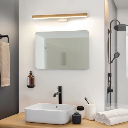 Brilagi - LED Kúpeľňové osvetlenie zrkadla WOODY MIRROR LED/12W/230V 60 cm IP44 dub/biela
