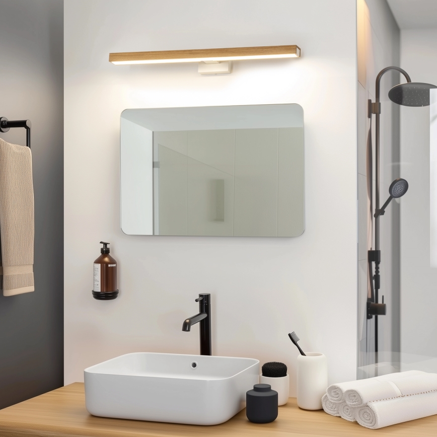 Brilagi - LED Kúpeľňové osvetlenie zrkadla WOODY MIRROR LED/12W/230V 60 cm IP44 dub/biela