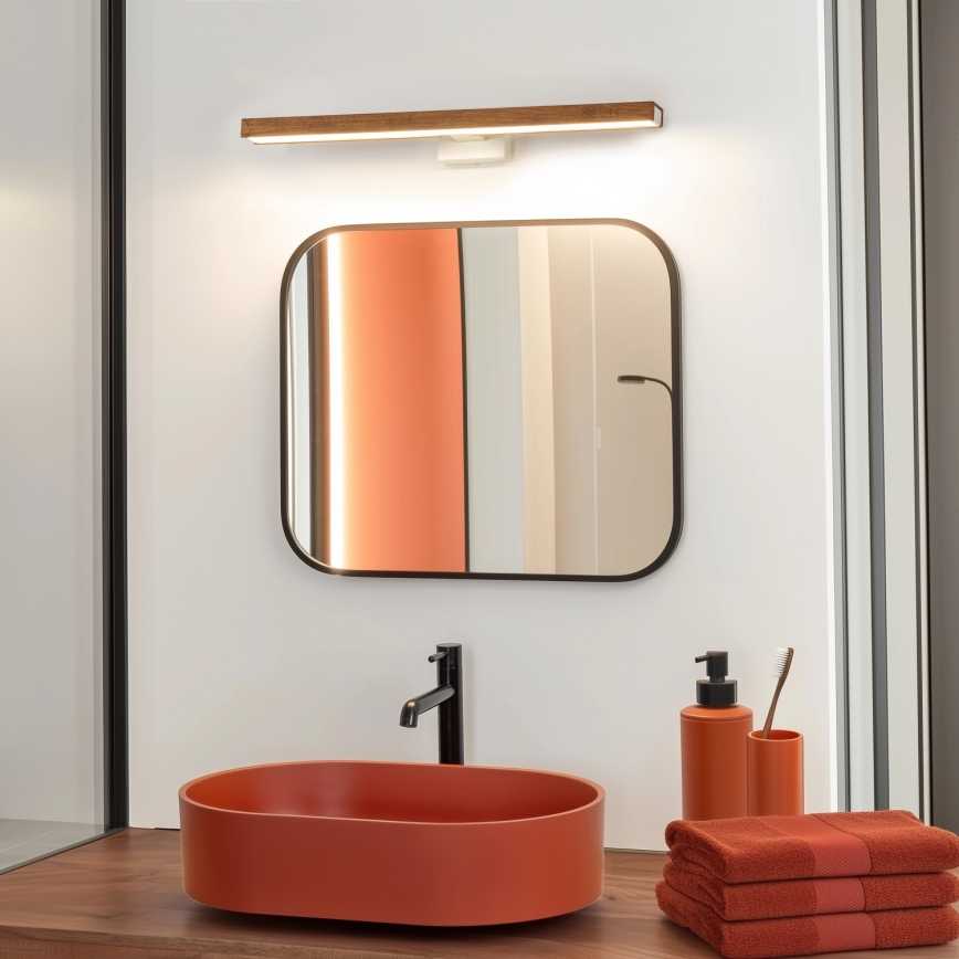 Brilagi - LED Kúpeľňové osvetlenie zrkadla WOODY MIRROR LED/12W/230V 60 cm IP44 dub čerešňa/biela