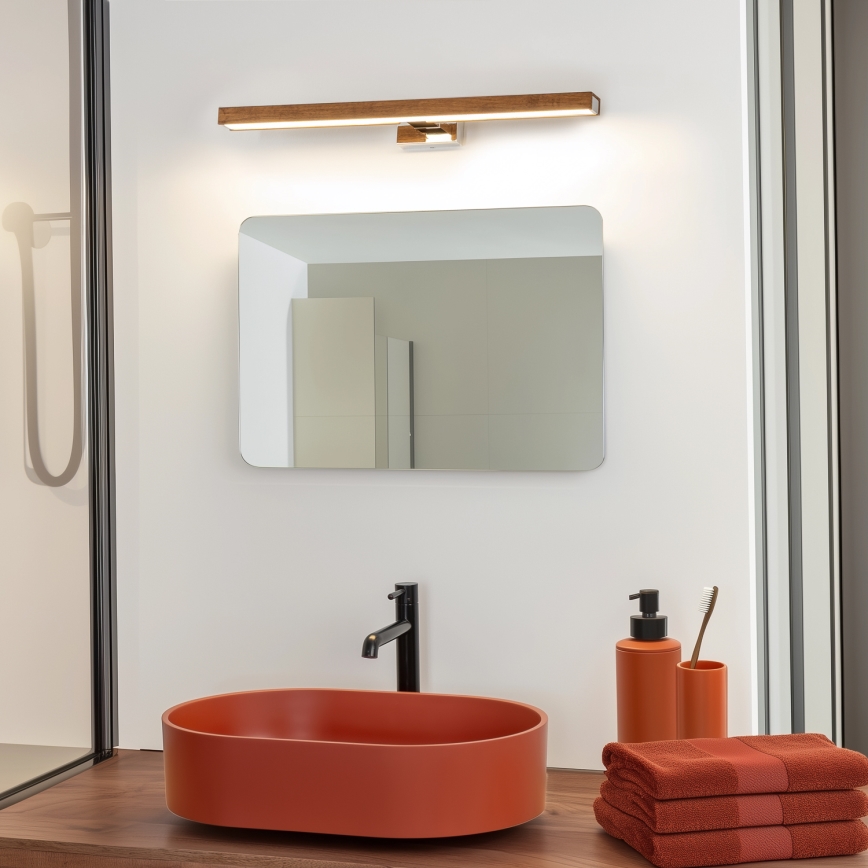 Brilagi - LED Kúpeľňové osvetlenie zrkadla WOODY MIRROR LED/12W/230V 60 cm IP44 dub čerešňa/lesklý chróm