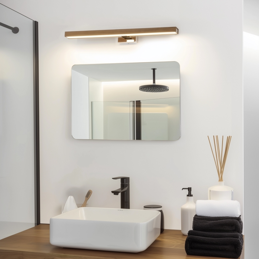 Brilagi - LED Kúpeľňové osvetlenie zrkadla WOODY MIRROR LED/12W/230V 60 cm IP44 dub orech/lesklý chróm