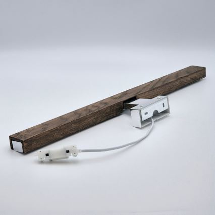 Brilagi - LED Kúpeľňové osvetlenie zrkadla WOODY MIRROR LED/12W/230V 60 cm IP44 dub orech/lesklý chróm