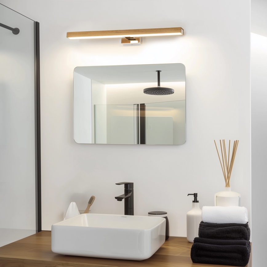 Brilagi - LED Kúpeľňové osvetlenie zrkadla WOODY MIRROR LED/12W/230V 60 cm IP44 dub/lesklý chróm