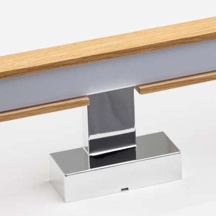 Brilagi - LED Kúpeľňové osvetlenie zrkadla WOODY MIRROR LED/12W/230V 60 cm IP44 dub/lesklý chróm