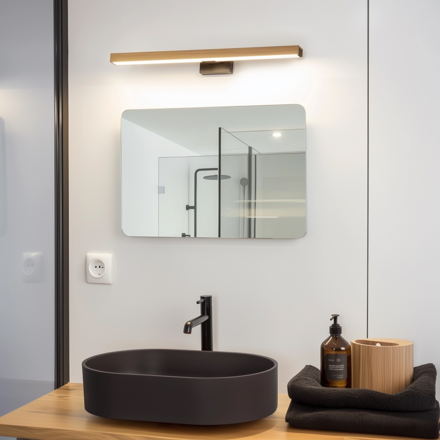 Brilagi - LED Kúpeľňové osvetlenie zrkadla WOODY MIRROR LED/12W/230V 60 cm IP44 dub/čierna