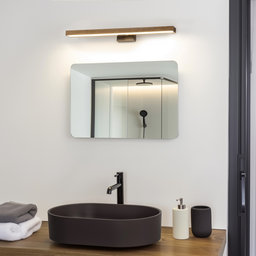 Brilagi - LED Kúpeľňové osvetlenie zrkadla WOODY MIRROR LED/12W/230V 60 cm IP44 dub orech/čierna