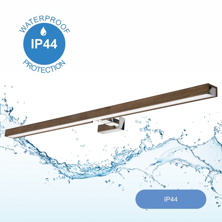 Brilagi - LED Kúpeľňové osvetlenie zrkadla WOODY MIRROR LED/15W/230V 90 cm IP44 dub orech/lesklý chróm