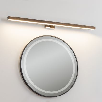 Brilagi - LED Kúpeľňové osvetlenie zrkadla WOODY MIRROR LED/15W/230V 90 cm IP44 dub orech/lesklý chróm