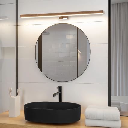 Brilagi - LED Kúpeľňové osvetlenie zrkadla WOODY MIRROR LED/15W/230V 90 cm IP44 dub orech/lesklý chróm
